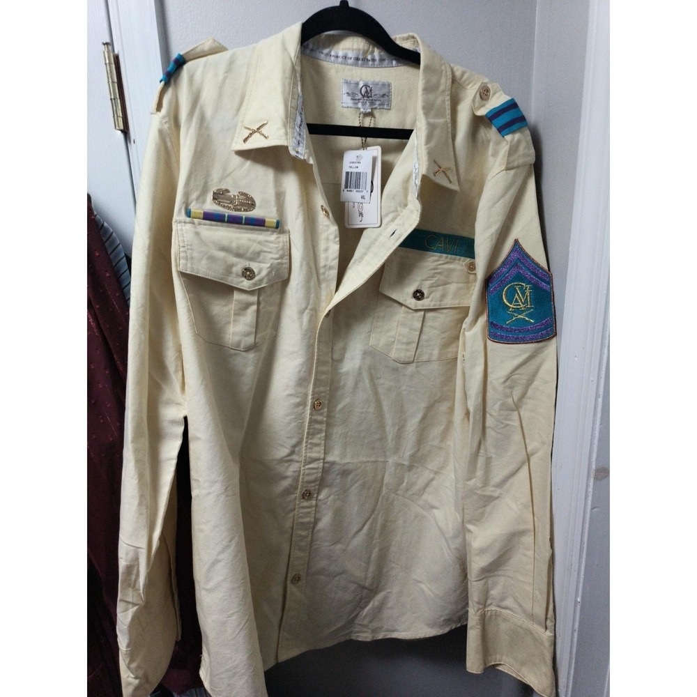 VINTAGE Cavi Military Style Shirt Mens 4XL yellow Button Up Sailor New